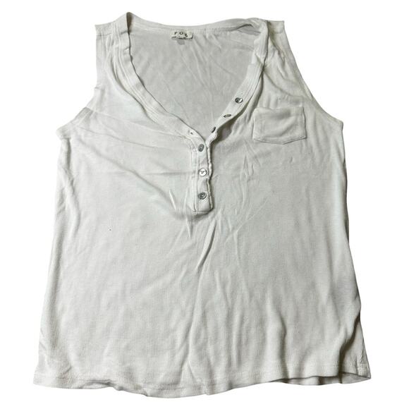 POL v neck Henley Button Tank Top White Size SMALL - Picture 1 of 10